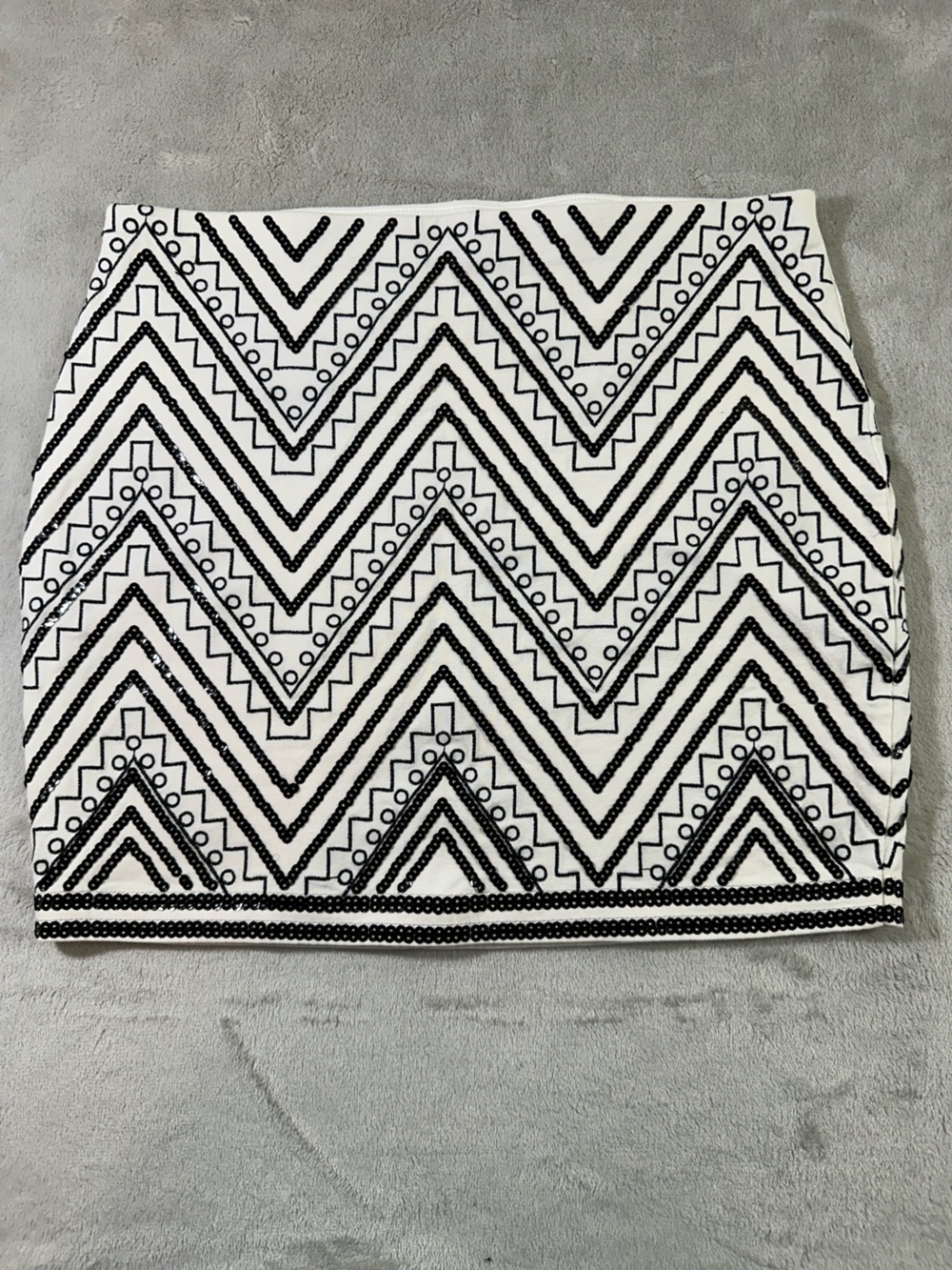 Express Black and White Geometric Mini Skirt